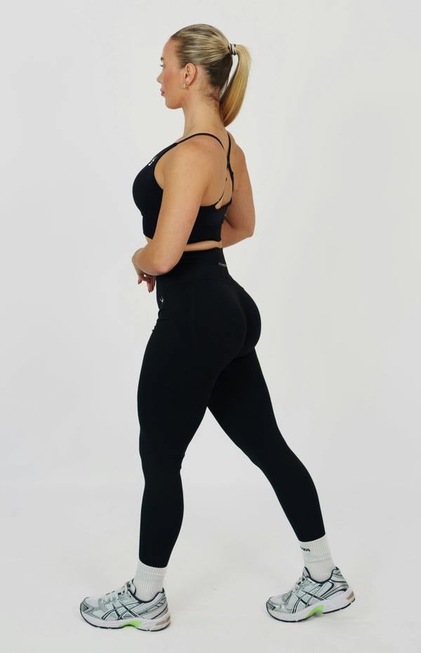 V3 Apparel Tempo Seamless Scrunch Leggings & Multi-Way Sports Bra Set - Black
