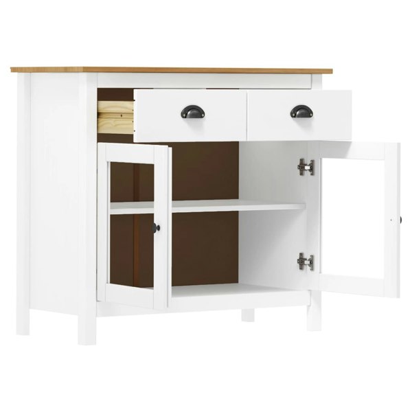 Berkfield Sideboard Hill White 90x40x80 cm Solid Pine Wood