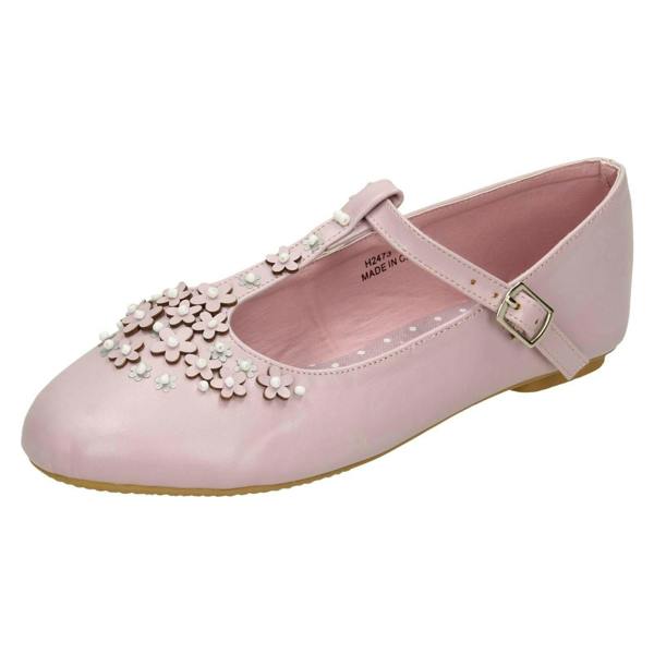 Spot On Girls Spot On Flat T-Bar Flower Trim Shoes