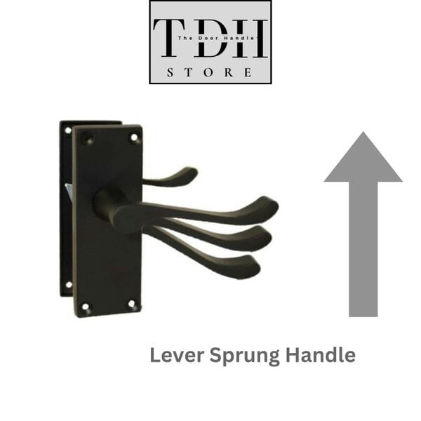 EDH Door Hardware Matt Black Victorian Scroll Door Handles on Backplate – 118mm x 42mm 4 Pairs