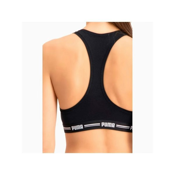 Puma Striped Logo Racerback Bra Top, Black