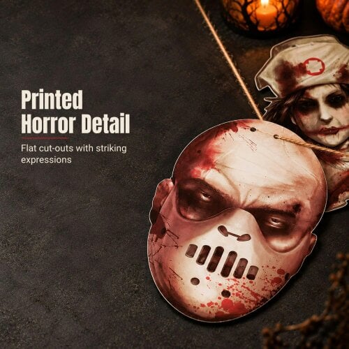 Shatchi 24x16cm Bloody Faces Halloween Hanging Garland with 8 Decorative Cut-Outs