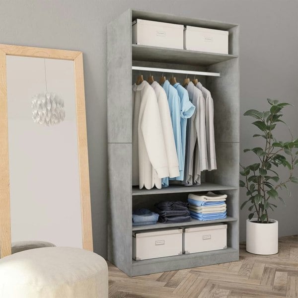 Berkfield Wardrobe Concrete Grey 100x50x200 cm Engineered Wood