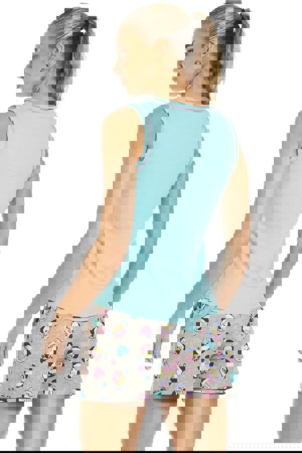 Camille Womens Short Cotton Aqua Dog Print Pyjama Set