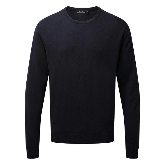 Premier Mens Knitted Cotton Crew Neck Sweatshirt - Navy