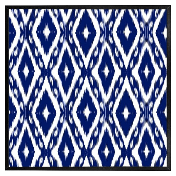 Benjamin Tate Design Tribal art ikat ogee in traditional classic blue (picture Frame)