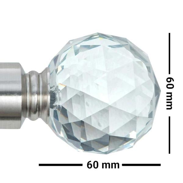 A.Unique Home Gem Crystal Extendable Curtain Pole (25/28mm) (Brushed Steel,70cm - 120cm)