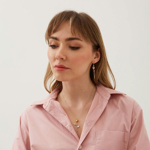 Spero London Safety Pin Gold Color Rose Sterling Silver Earrings