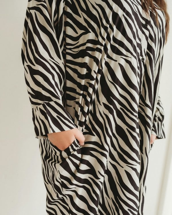 Jess Multicolour Zebra Streak Midi Shirt Dress- image 3