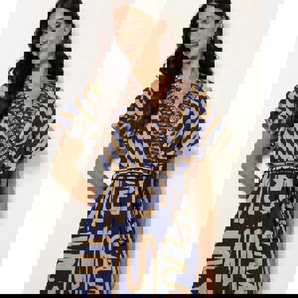 Blue Vanilla Dress With Abstract Print