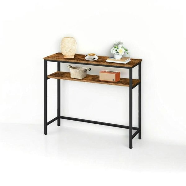 Modcraft Industrial Slim Console Table with Adjustable Shelf