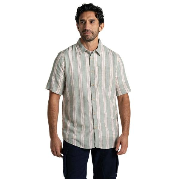 Craghoppers Mens Argino Stripe Short-Sleeved Shirt - Lichen Green - 