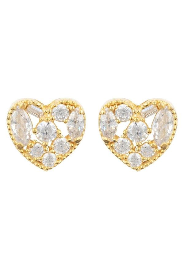 Heart Sparkling Stud Earrings Gold - LATELITA Earrings