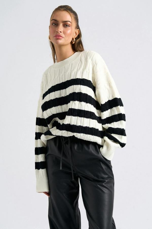 Urban Bliss Cable Knit Stripe Jumper