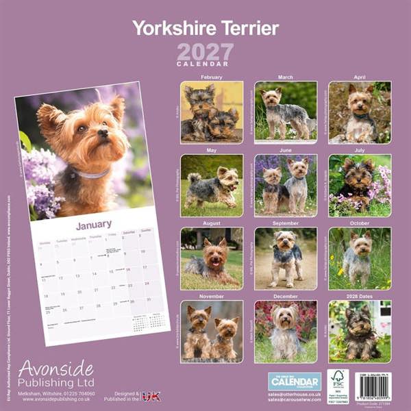 Yorkshire Terrier Calendar 2027, Wall Calendars, Month To View, Dogs, Gift