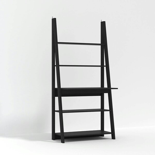Wyld Haus Athy Black Wooden Ladder Desk 5 Shelves
