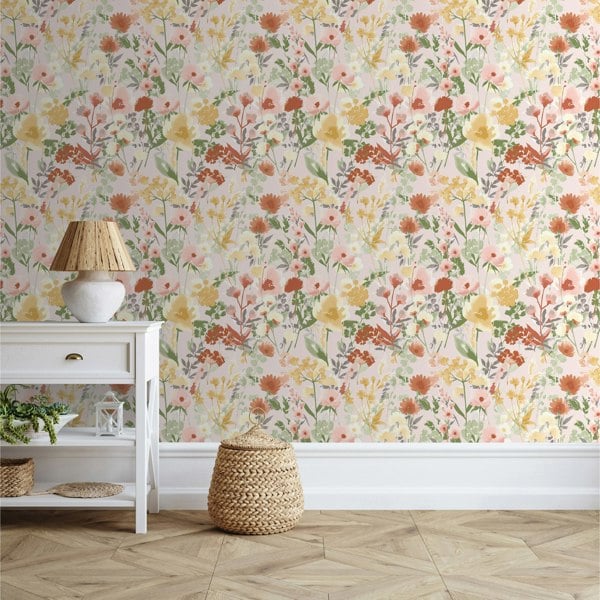 Catherine Lansfield Countryside Floral Wallpaper Pink