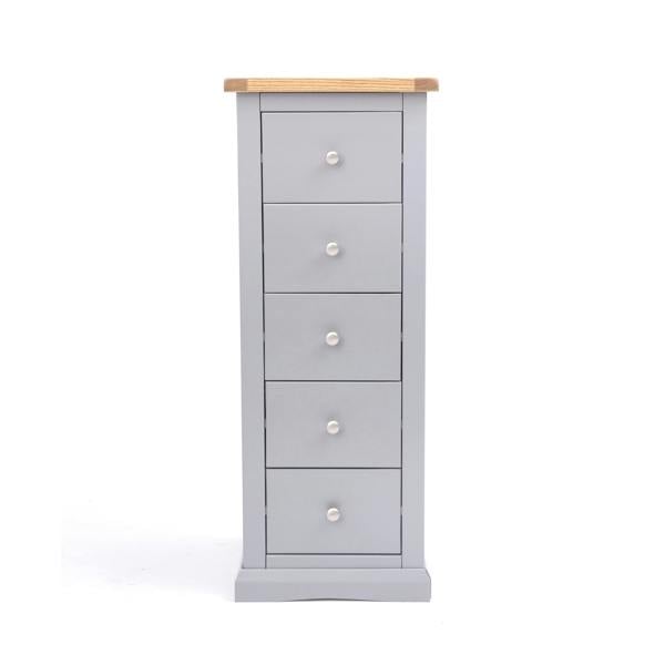 Rocca 5 Drawer Narrow Chest of Drawers Chrome Knob