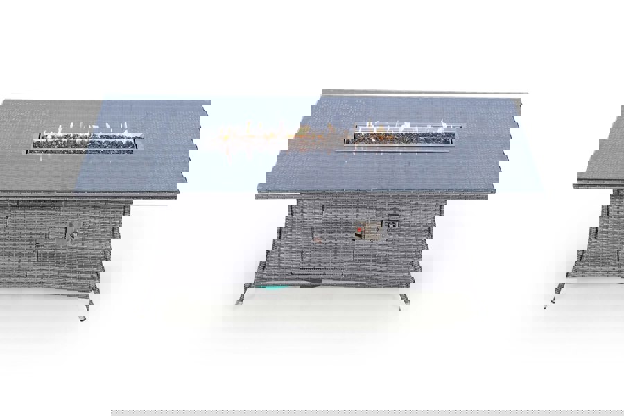 Giardino Arizona Fire Pit 8 Seater Rectangle Rattan Dining Set