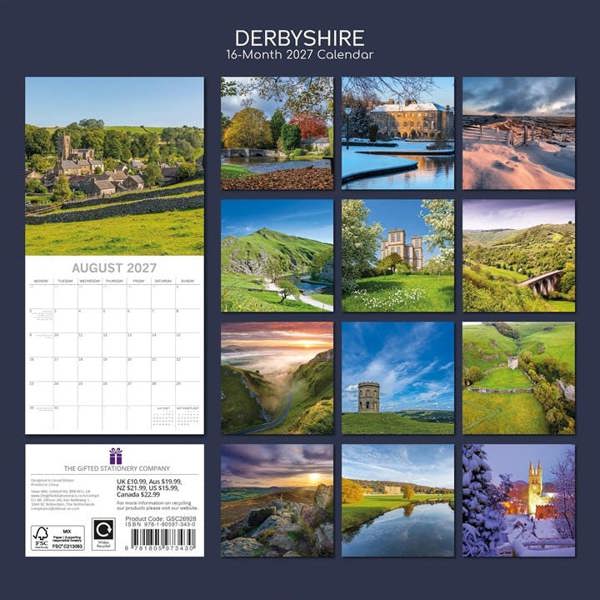Derbyshire Calendar 2027, Wall Calendars, Month To View, Travel, Gift