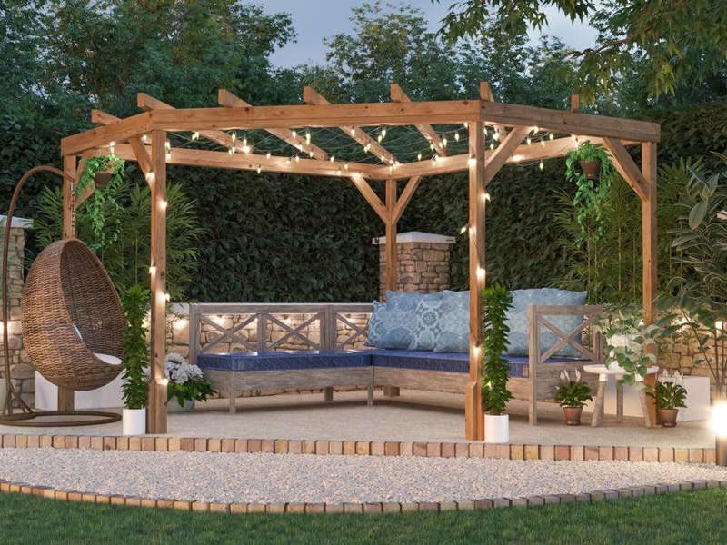 Dunster House Wooden Corner Pergola Kit 3m x 3m Utopia Diamond (W10' x D10')
