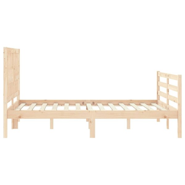 Berkfield Bed Frame with Headboard Double Solid Wood