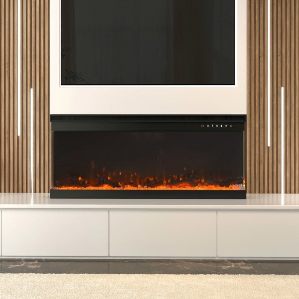 40/50/60-Inch 3-Sided Wall Mounted Electric Fireplace 9 Flame Colours and 5 Brightness Modes Freestanding Fireplaces Living and Home 40 inch