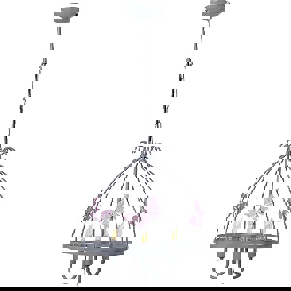 Milagro Kago Pink/Grey Pendant Lamp Beautiful Hand Made Ceiling Light With A Butterfly Theme In Modern Grey And Baby Pink