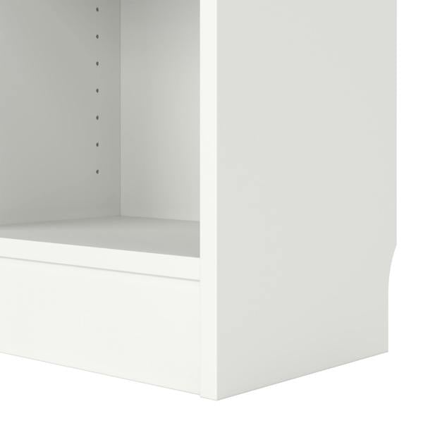Furniture To Go Basic Tall Narrow Combination Storage Bookcase in White (4 Shelves) with Glass White Door