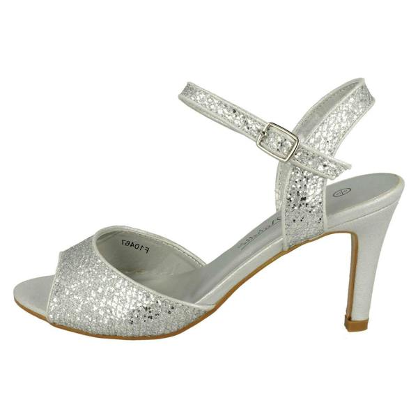 Anne Michelle Ladies Anne Michelle Glitter Peep Toe Heels F10467