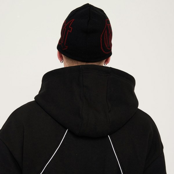 GVNMNT Clothing Co Old English Beanie - Black / Red