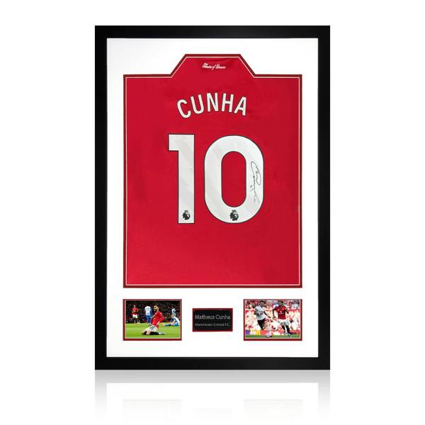 Matheus Cunha Signed Manchester United Shirt Premium Frame (ACG Cert)