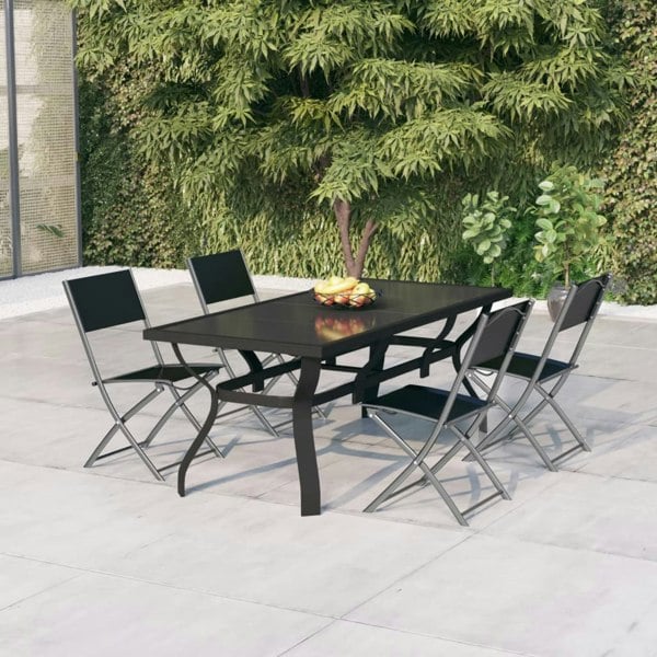 Berkfield 5 Piece Garden Dining Set Grey and Black