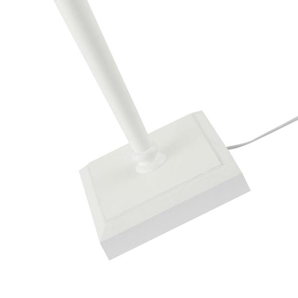 Chic White Wood Standing Floor Lamp with Square Base and Foot Switch Image 4