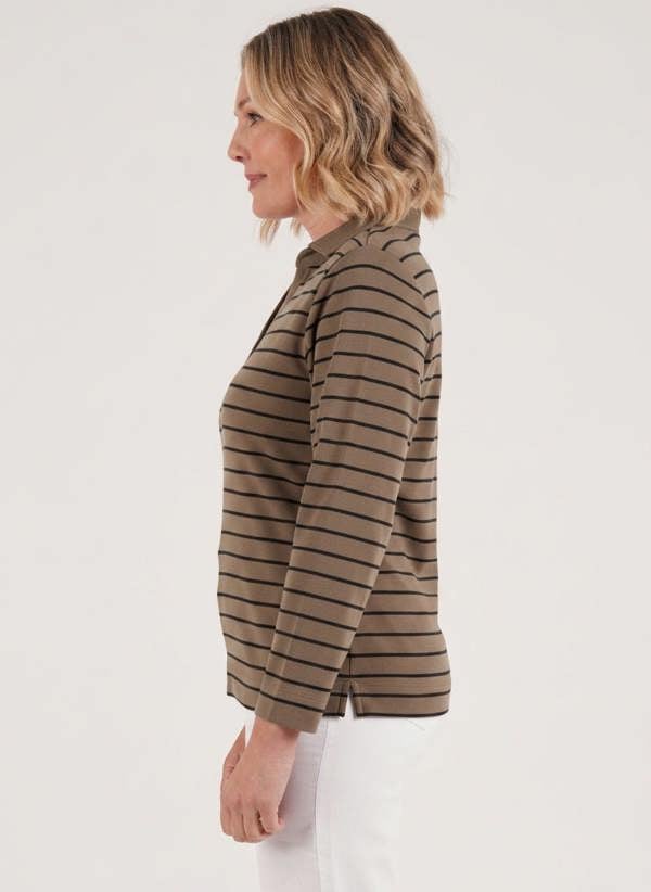 PennyPlain Pennyplain  Yds Polo Long Sleeve - Latte M/charcoal