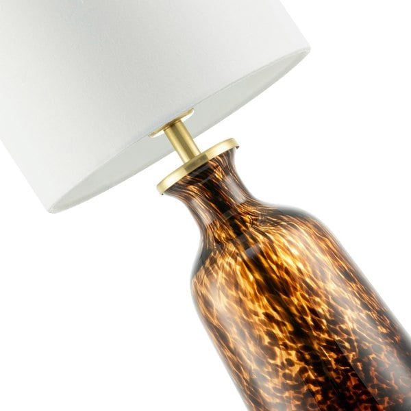 Modern Amber and Black Snowflake Speckle Glass Table Lamp with Shade Image 4