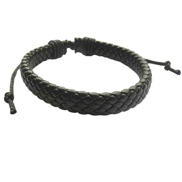 Aye Do Gifts Men's Black Leather Weave Bracelet