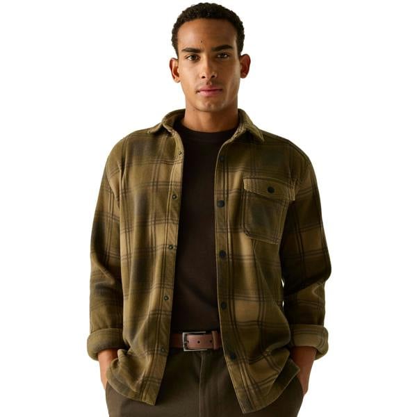 Regatta Mens Frankie Checked Fleece Shirt - Rich Tan/Coffee Grounds - 