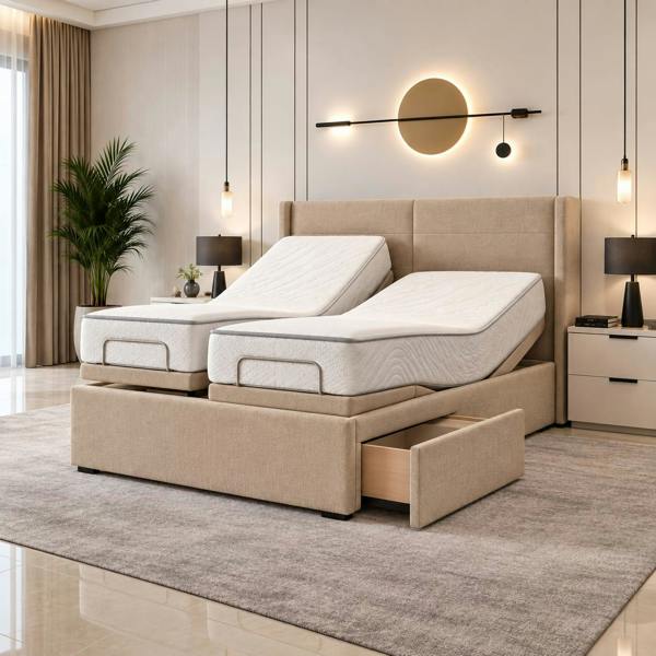 Paradise Beds Royal Divan Electric Adjustable bed With Memory Mattress + Optional Drawers