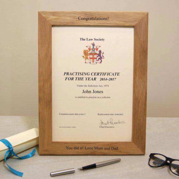 MijMoj Design Personalised Solid Oak A4 Graduation Certificate or Picture Frame