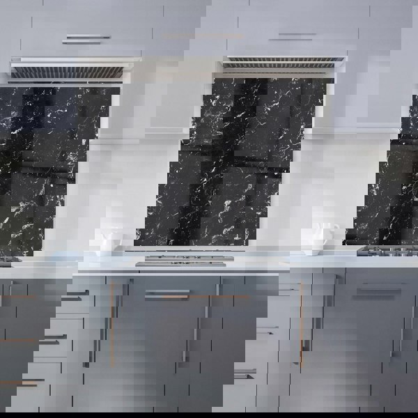 Warren Reed - Designer Polished Black Quartz Effect Kitchen Splashback