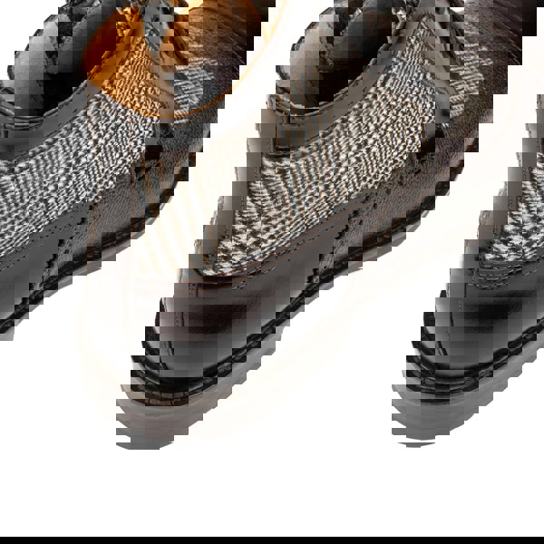 Embassy London Charles - Brown Check - Men's toe cap dressy leather boot in leather and textile