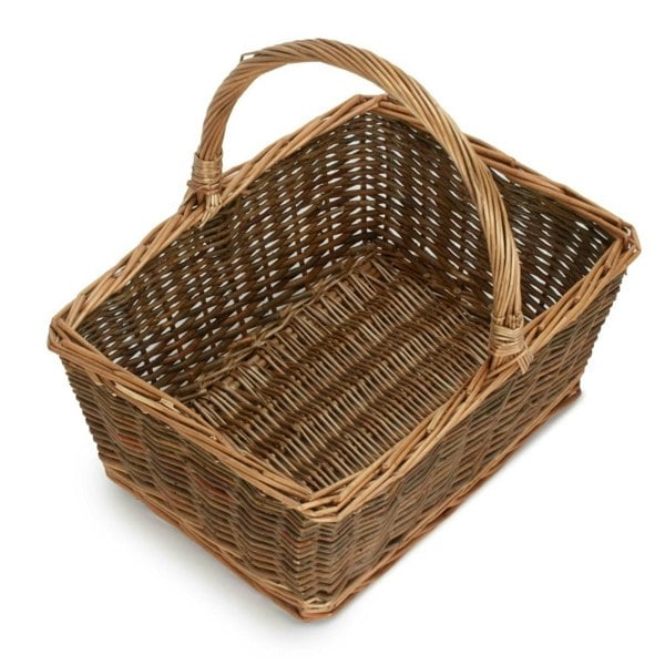 Rectangular Unpeeled Willow Shopping Basket