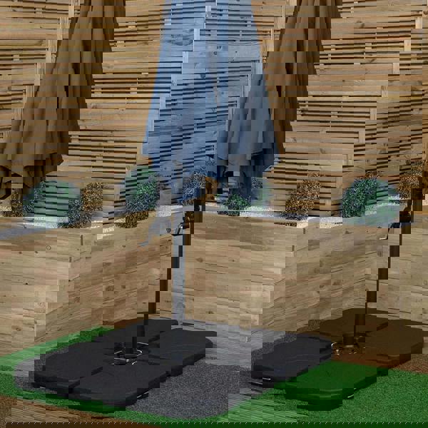 Samuel Alexander 3m Cantilever Banana Garden Parasol in Blue with Crank Handle and Parasol Base Weights Included