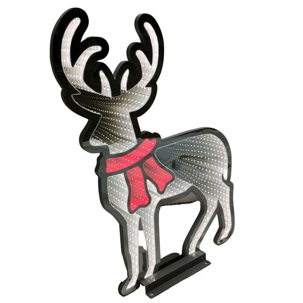 Samuel Alexander 60cm Infinity Light up Standing Christmas Reindeer Decoration with White & Red LEDs on Metal Base