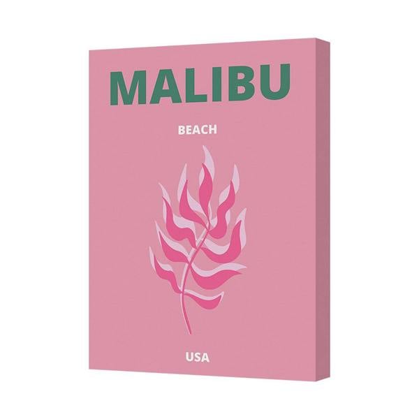 Benjamin Tate Design Malibu Beach USA Canvas Art Print Pink Leaf Design Wall Decor