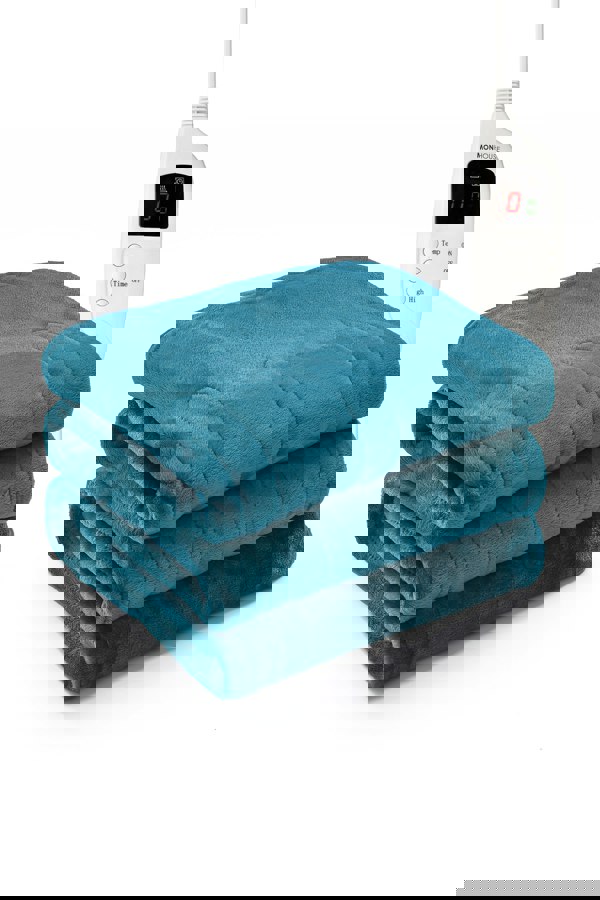 MONHOUSE Heated Electric Throw 9H Timer 9 Heat Setting Fleece Blanket