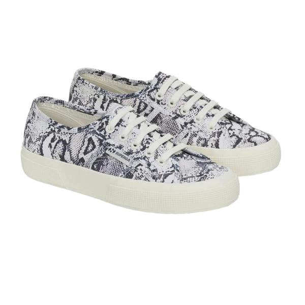 Superga Womens/Ladies 2750 Snakeskin Trainers - White/Avorio/Navy
