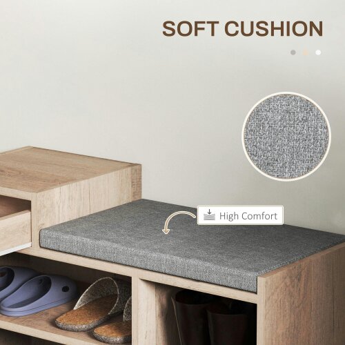 Wyld Haus Lapa Wooden Multi Compartment Shoe Bench 1 Drawer Grey Cushioned Seat