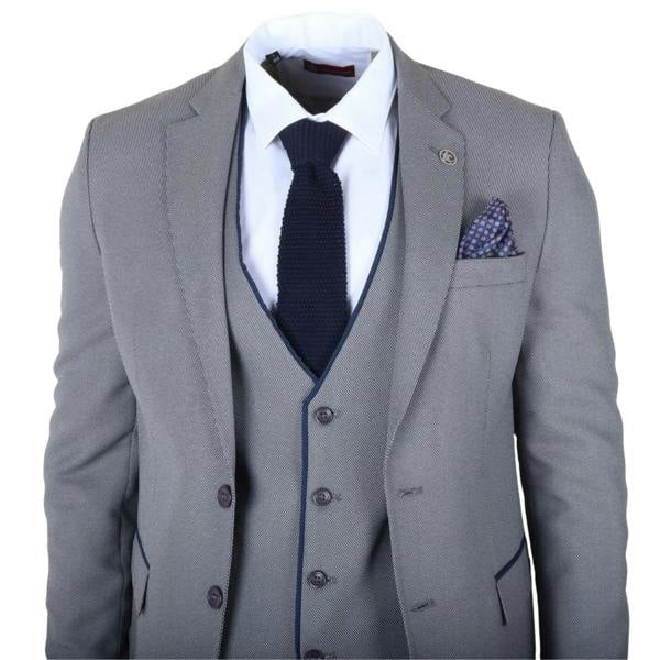 TruClothing IM47 - Men's 3 Piece Grey Tailored Fit Suit